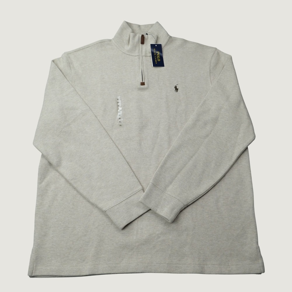 Polo Ralph Lauren Quarter Zip Pullover XL Dune Tan Cotton Classic Fit NWT